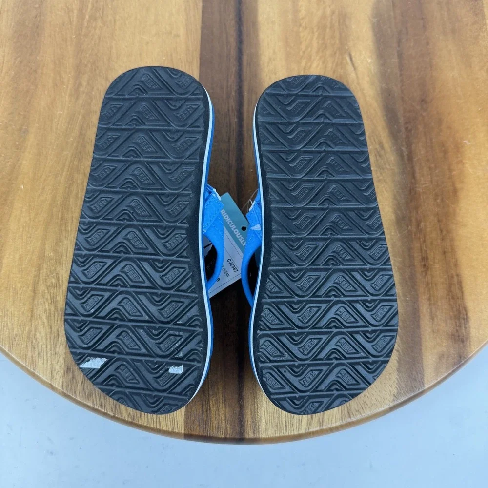 New Little Kids Reef Little Ahi Slip On Water Flip Flops Blue Shark Size 10 C‎